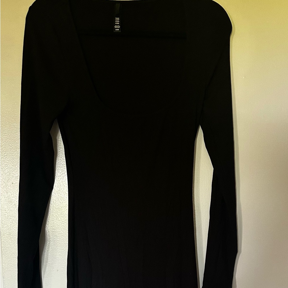 SKIMS Black Long Sleeve Bodycon Dress for Night Out